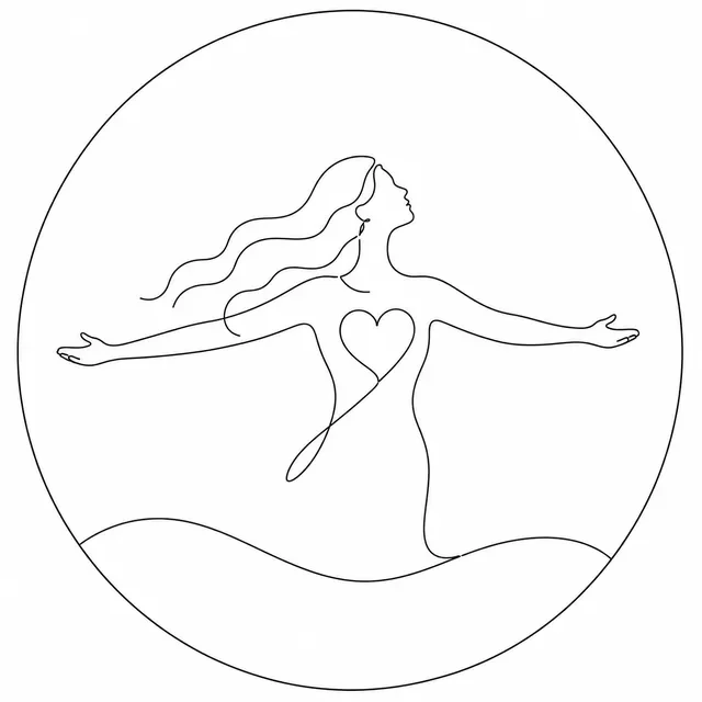 Einlinienzeichnung glückliche Frau